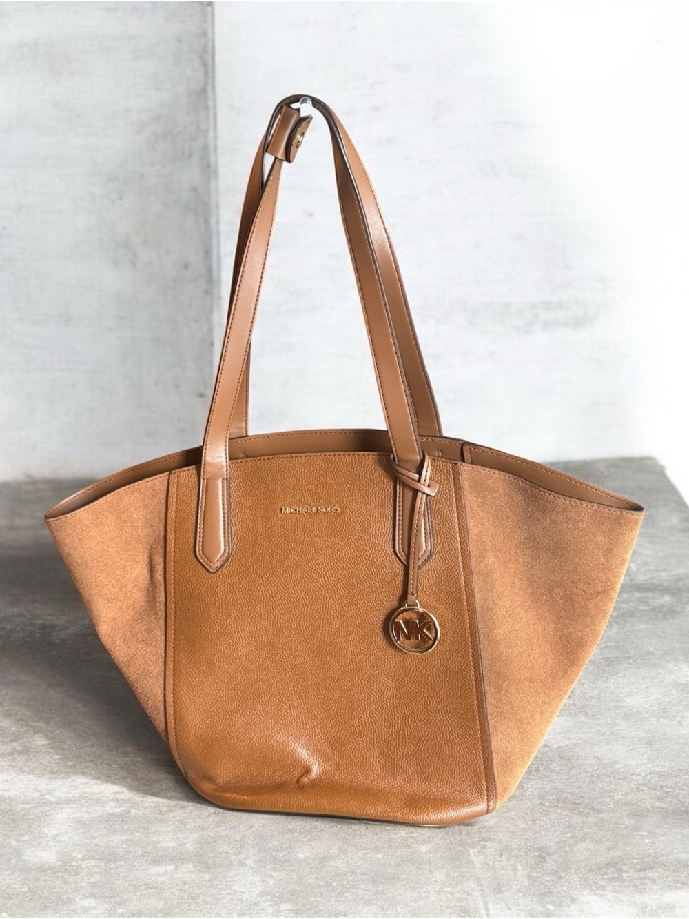 Michael Kors Cognac Leather and Suede Tote